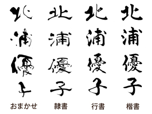 筆文字部分の書体