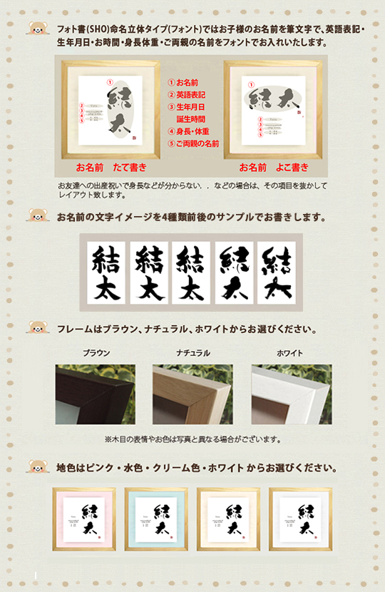 命名書　お作りする内容